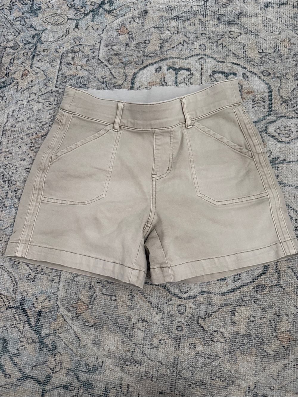 Tribal Beige Utility Shorts with Front Patch Pockets